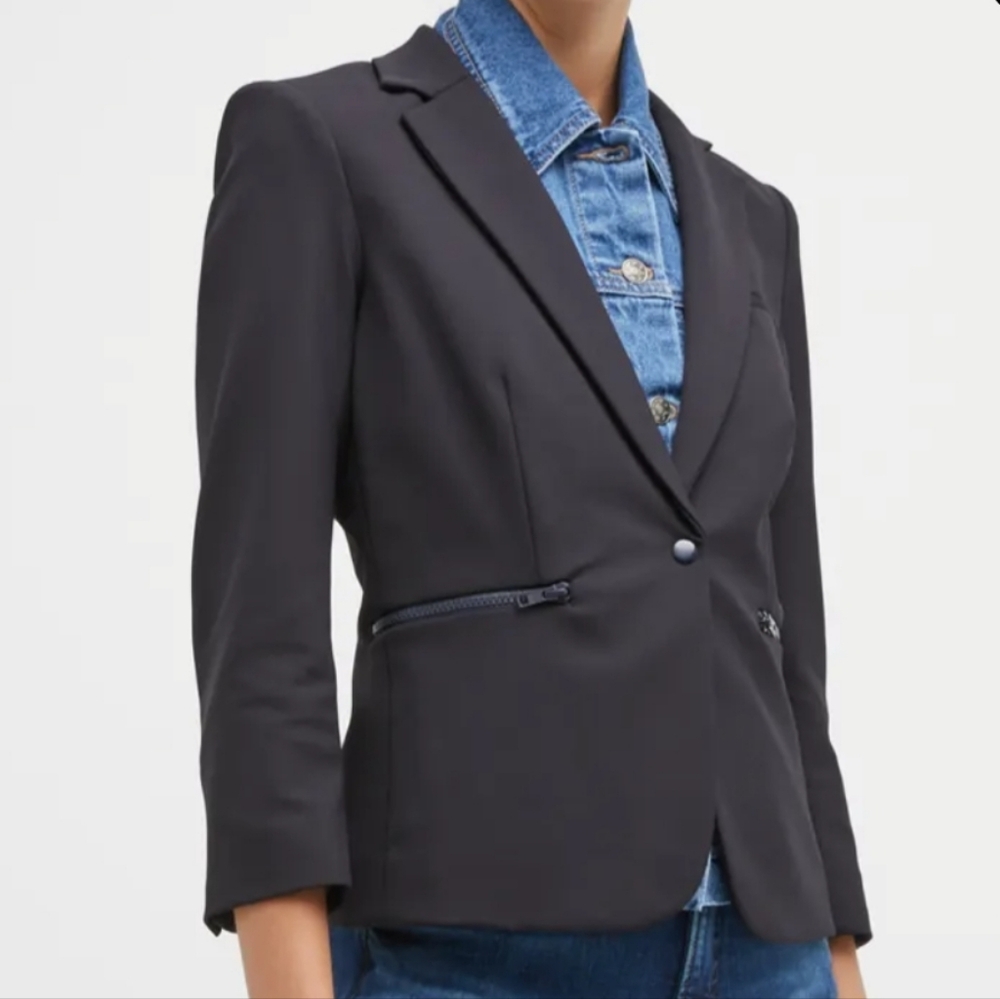 Veronica Beard Scuba Schoolboy Blazer Jacket In Navy Sz 16 NWT